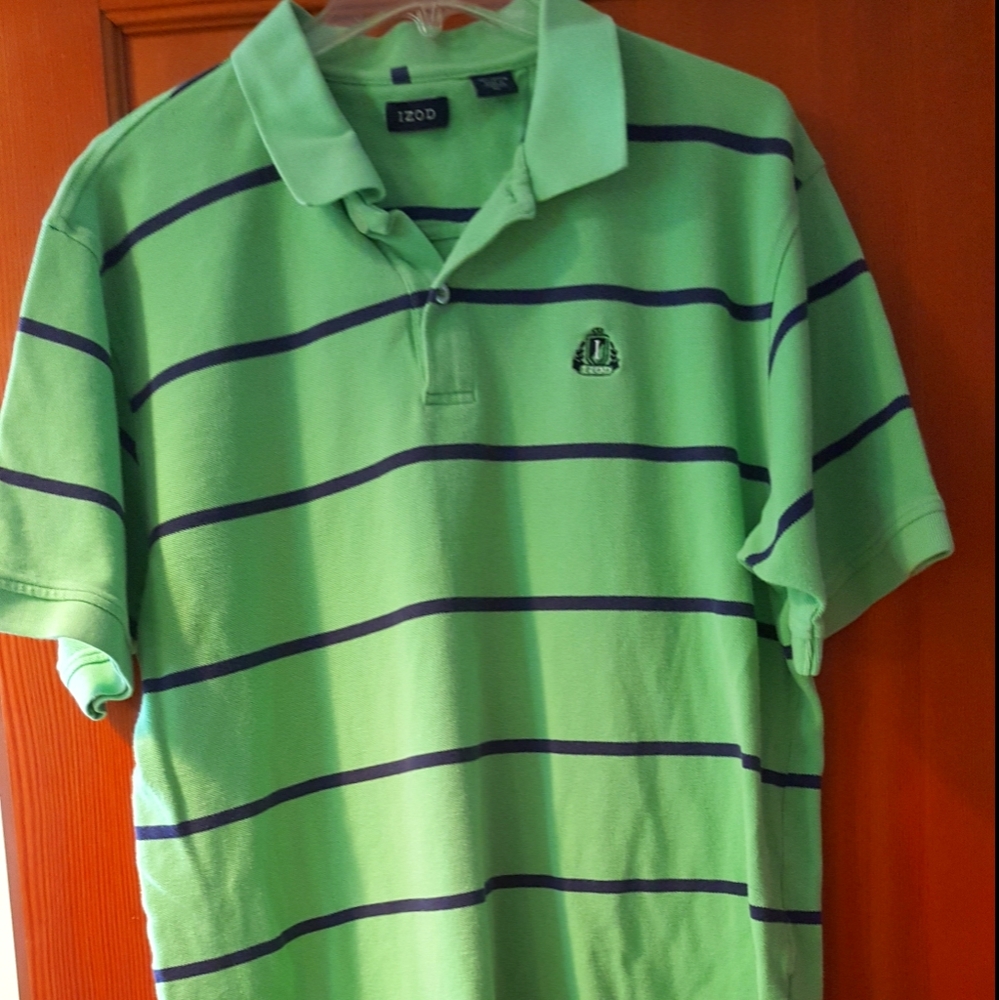 Men's IZOD Green Sriped XL Polo Shirt